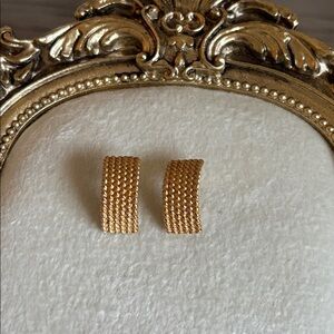 Vintage Monet Gold Tone Textured Post Pierced Earrings